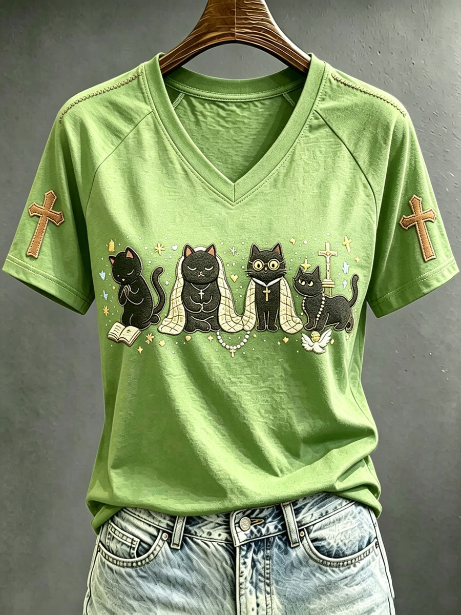 Women's Fun Christian-Themed Cat T-Shirt