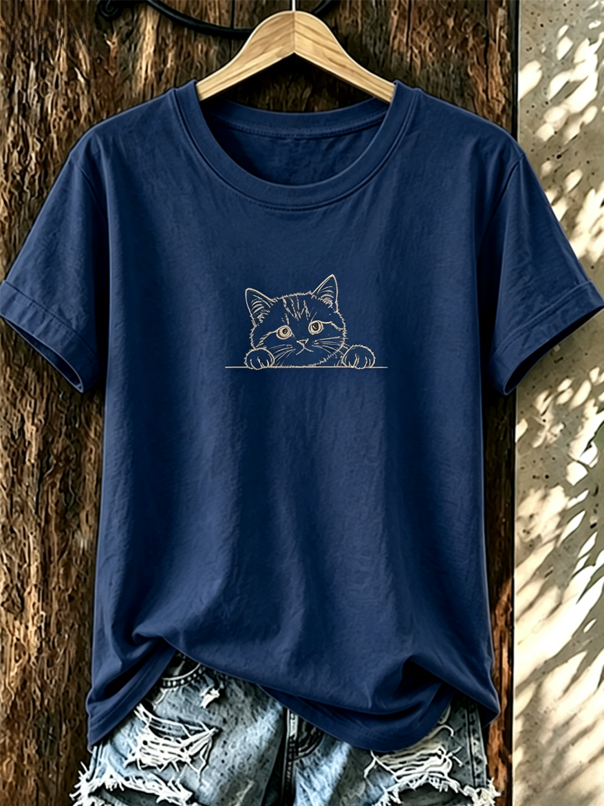 Ladies' Casual Animal Print Round Neck T-Shirt