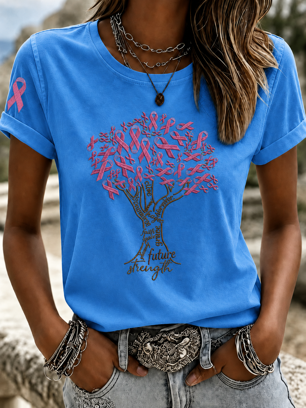 Women Leopard Truck Pink Ribbon Breast Cancer Warrior T-Shirt
