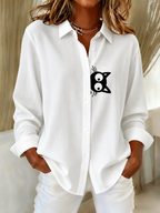Women'S Creative Cat Printed Lapel Long Sleeve Shirt