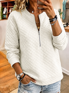 Women'S Casual Solid Color Multi-Color Cotton Diamond Grid Long Sleeved Pullover Sweatshirt