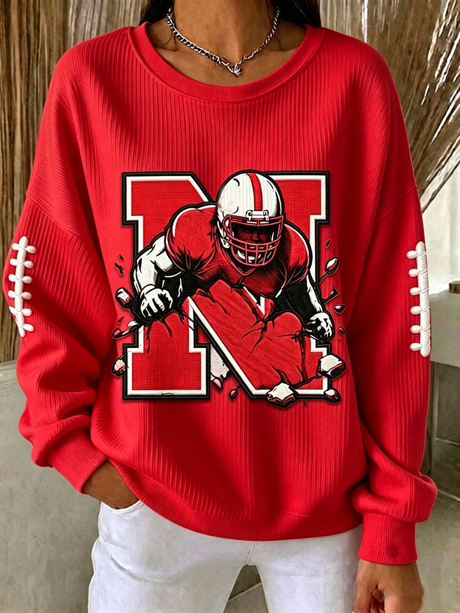 Women'S Football Print Casual Sweatshirt