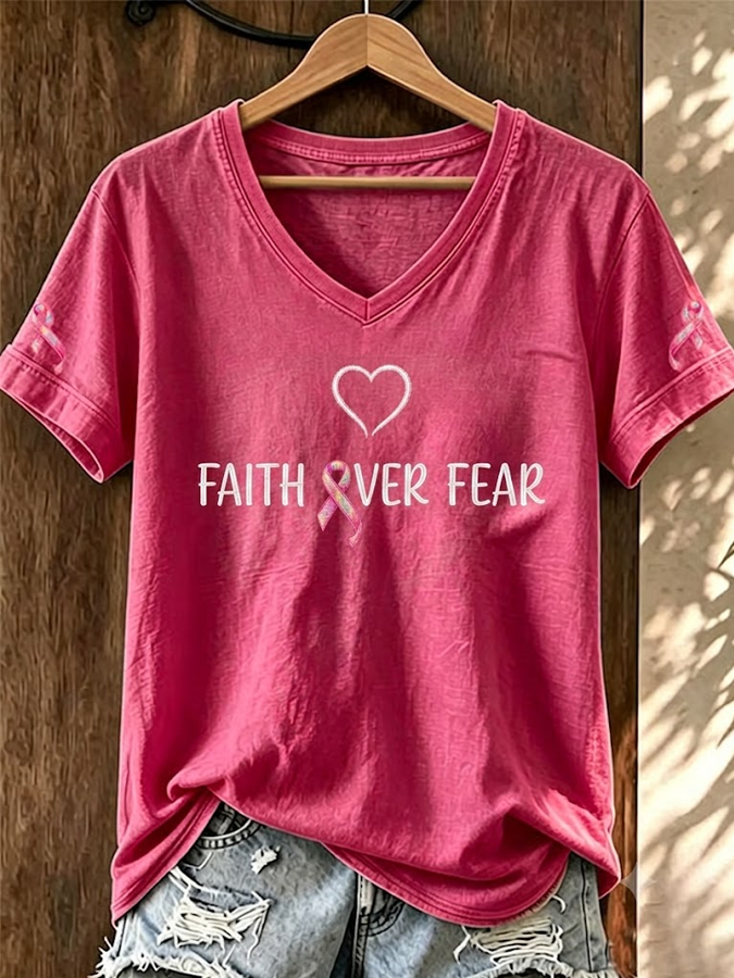 Women'S Breast Cancer Awareness Print Short-Sleeve T-Shirt