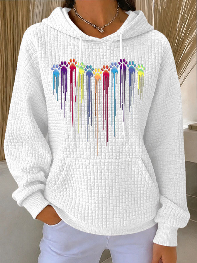 Women'S Dog Paw Heart Printed Hoodie