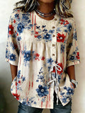 Women'S Casual American Independence Day 250Th Anniversary Printed Top