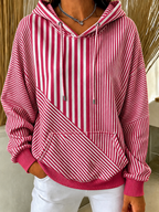 Women'S Breast Cancer Awareness Print Long Sleeve Hooded Sweatshirt