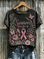 Women's Retro Breast Cancer Print T-shirt