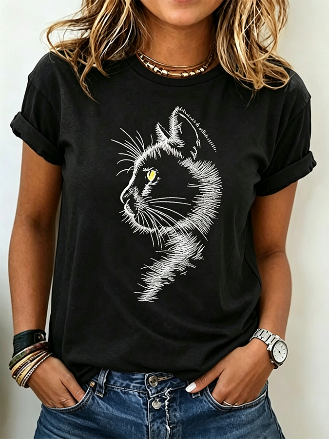 Cute Cat Claw Printed Casual T-Shirt