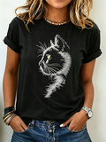 Cute Cat Claw Printed Casual T-Shirt