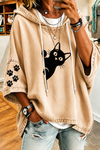Women'S Cat Beachhead Peeking At Printed Casual Hoodie