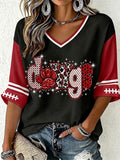 Women'S Football Print Waffle  Top
