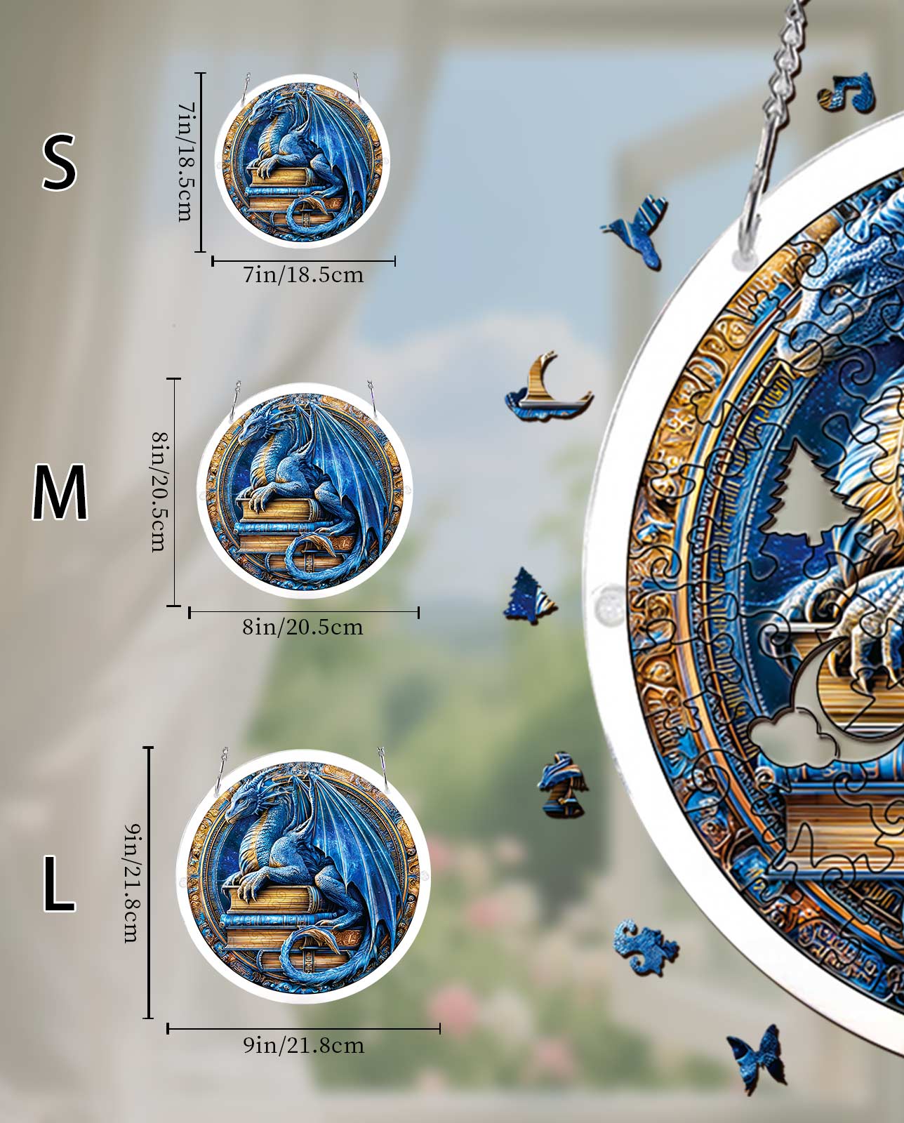 Acrylic Jigsaw Puzzle Suncatcher - Dragon Realm Library