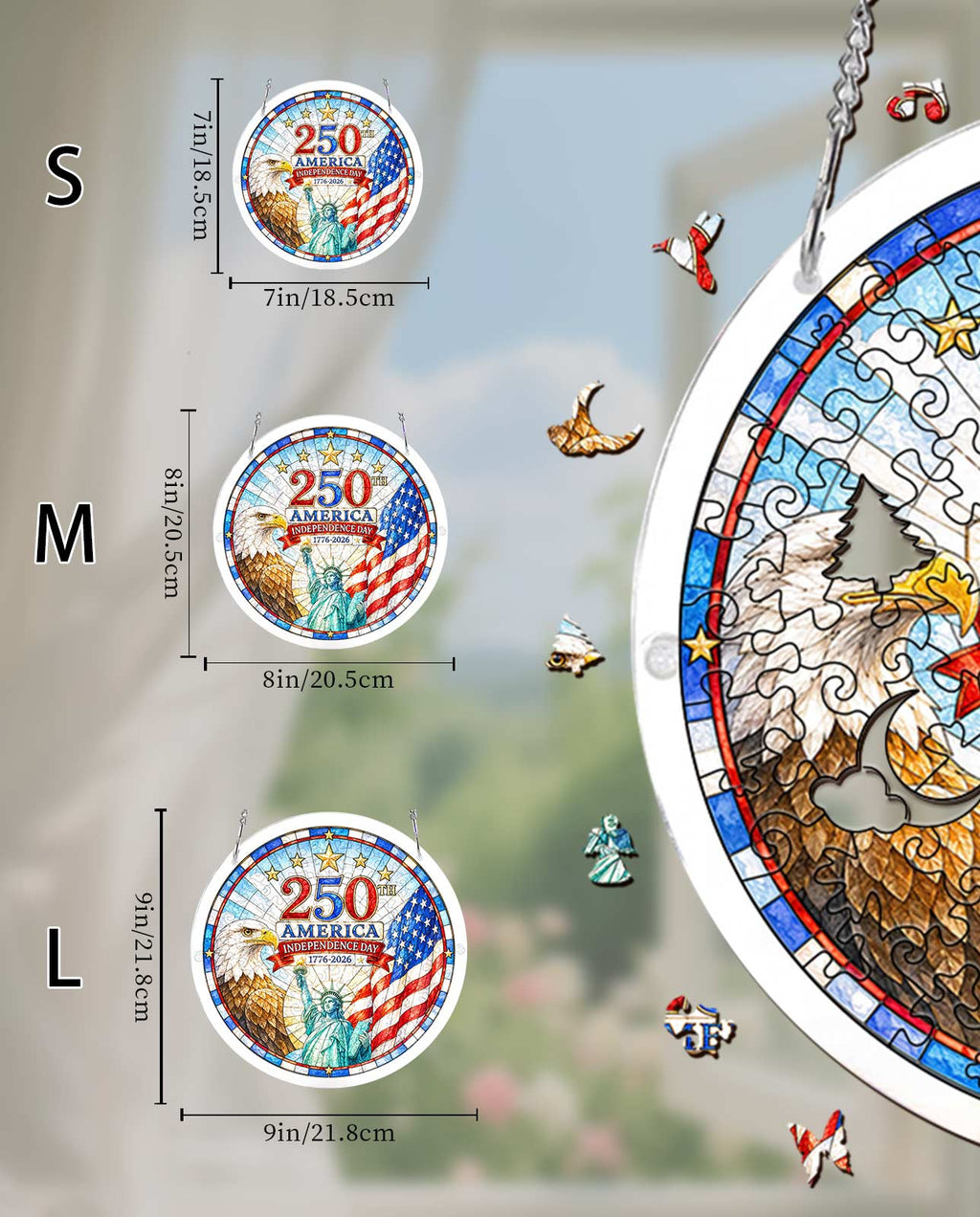 Acrylic Jigsaw Puzzle Suncatcher - American Bicentennial