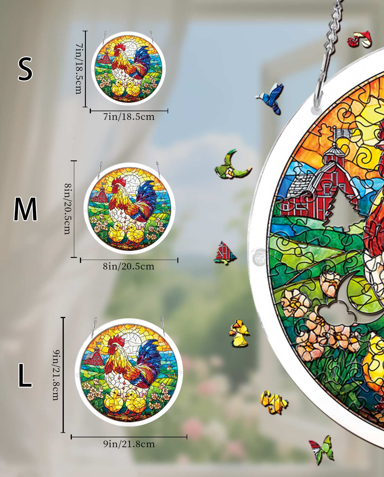 Acrylic Jigsaw Puzzle Suncatcher - Golden Dawn Rooster