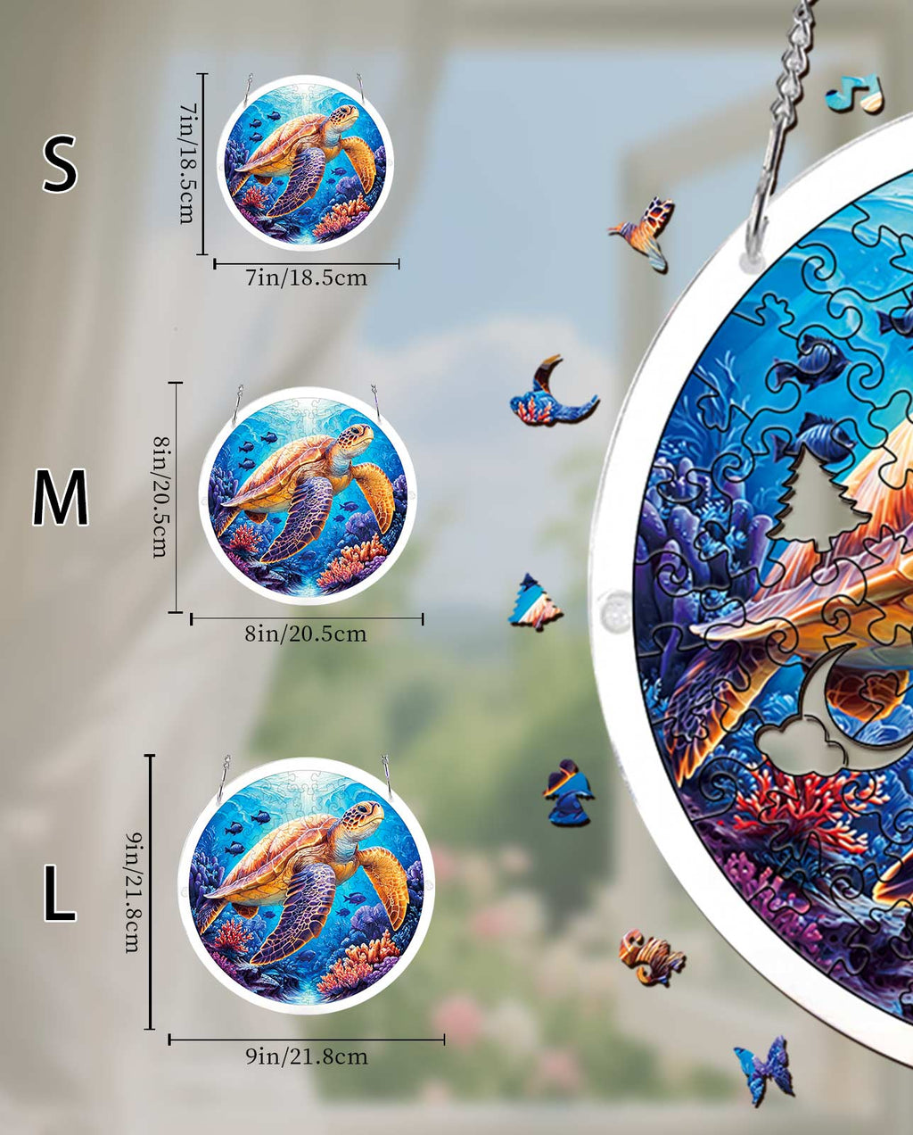 Acrylic Jigsaw Puzzle Suncatcher - Starsea Turtle