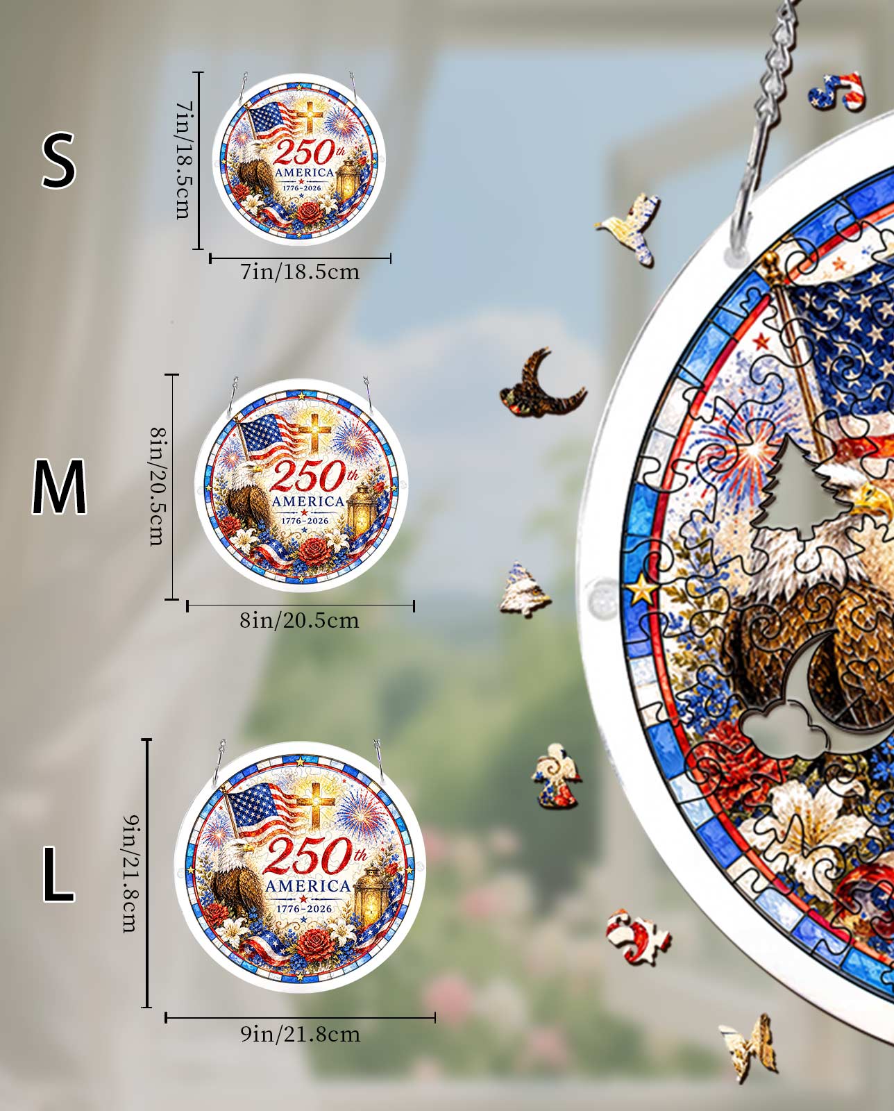 Acrylic Jigsaw Puzzle Suncatcher - Faith & Freedom