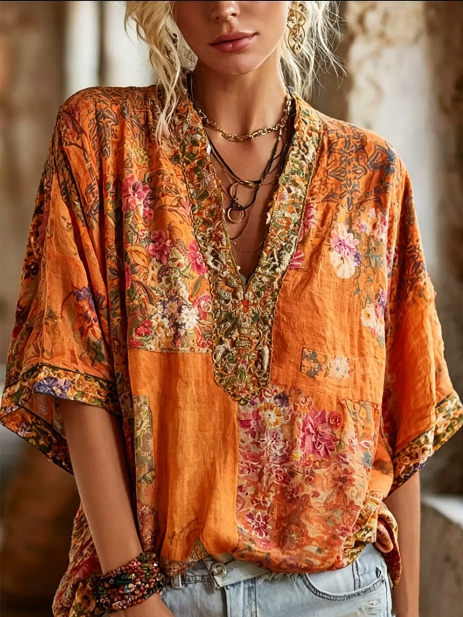 Women's Vintage Casual Floral Top