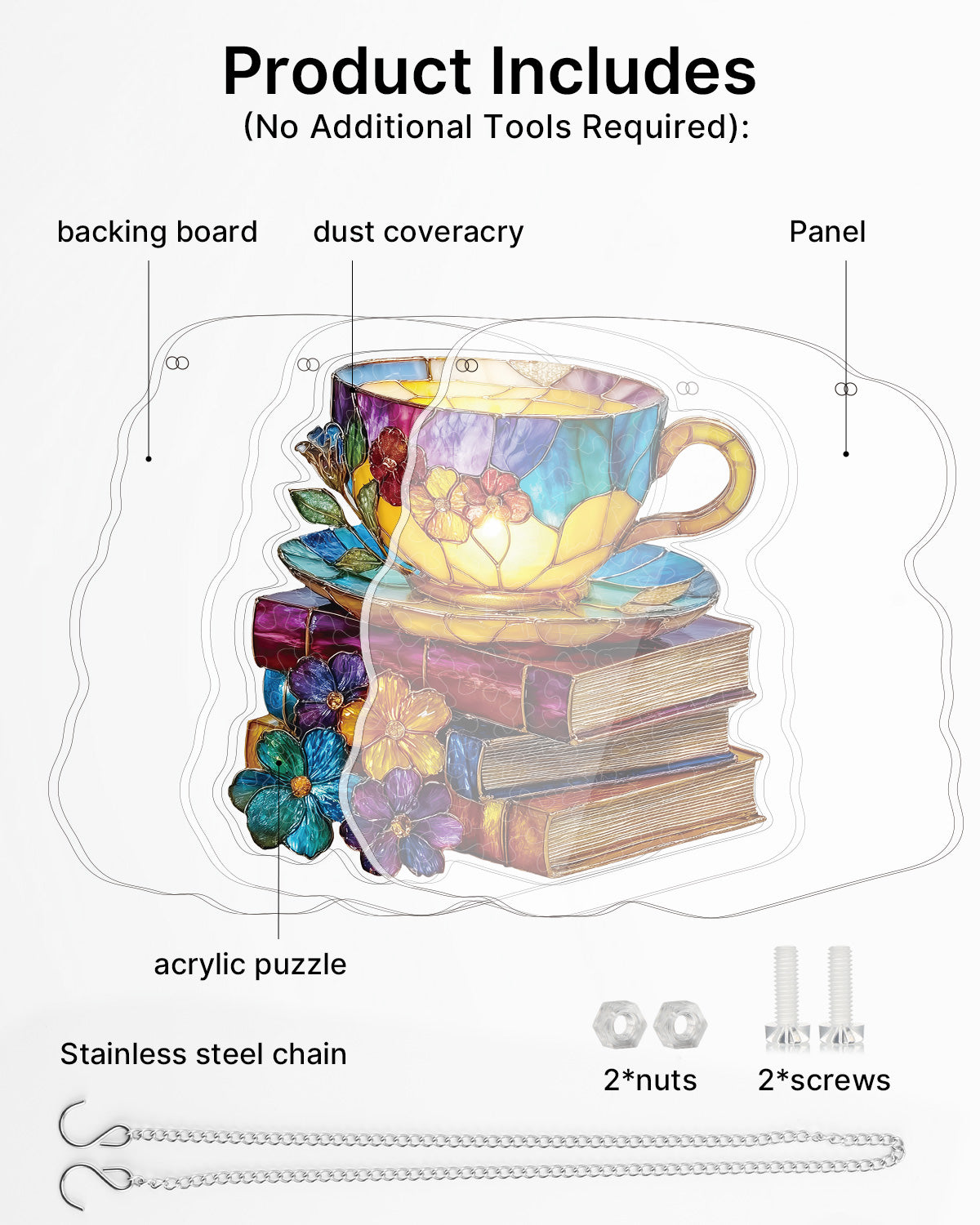 Acrylic Jigsaw Puzzle Suncatcher - Radiant Bloom Teacup