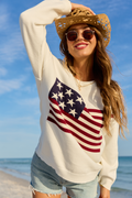 Home Of The Free Ivory Textured Flag Sweater FINAL SALE