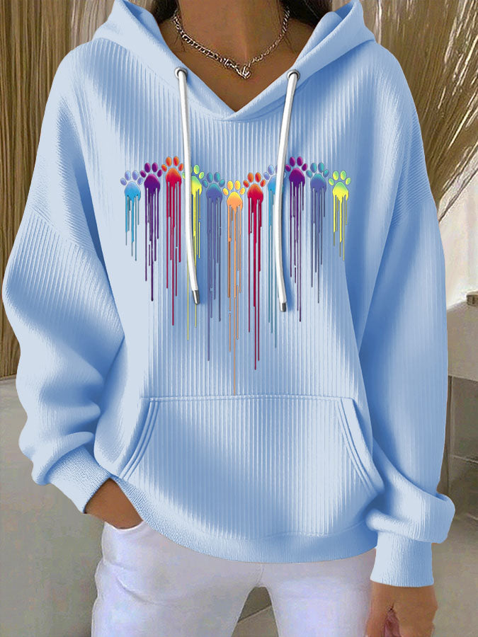 Women'S Dog Paw Heart Hooded Sweatshirt