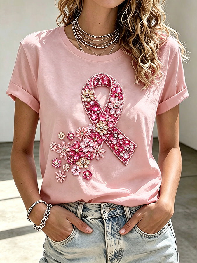 Women'S Breast Cancer Promotion Printed Casual T-Shirt