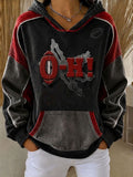 Women's Football Fan Printed Vintage Hoodie