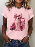 Women'S Retro Pink Art Printed T-Shirt
