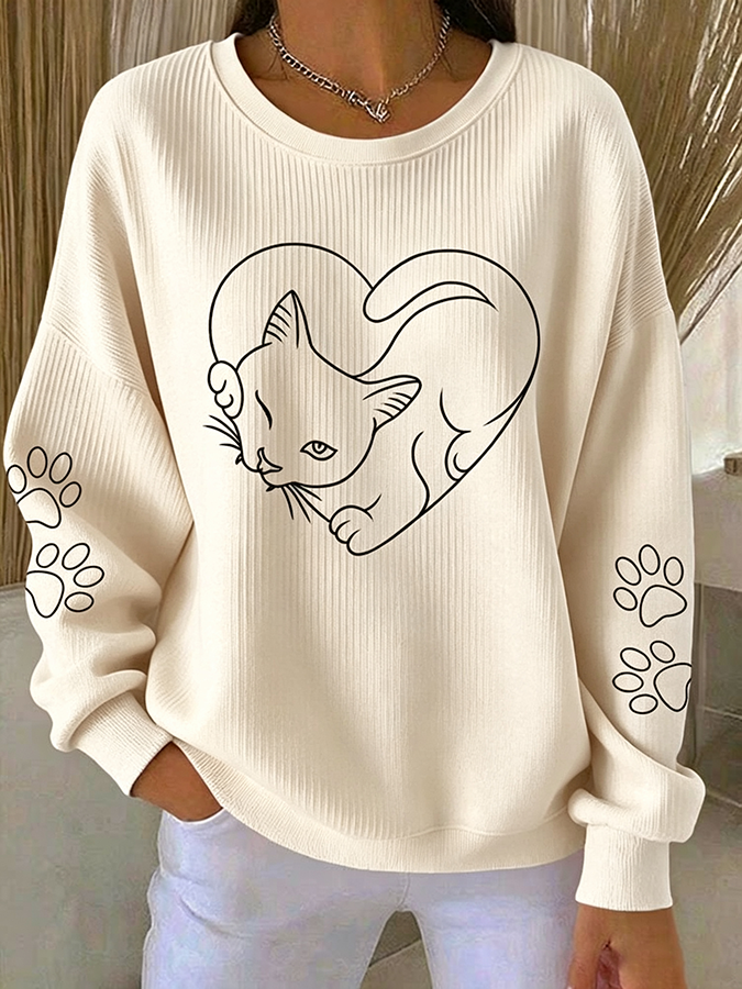 Women'S Cute Cat Printed Casual Sportswear
