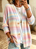 Women'S Striped Printed Casual Cardigan