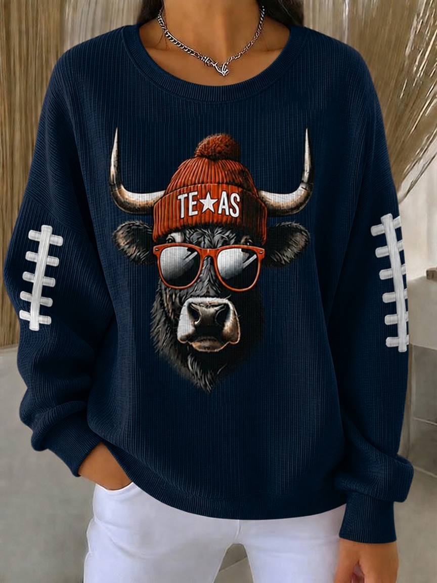 Women'S Football Print Casual Sweatshirt