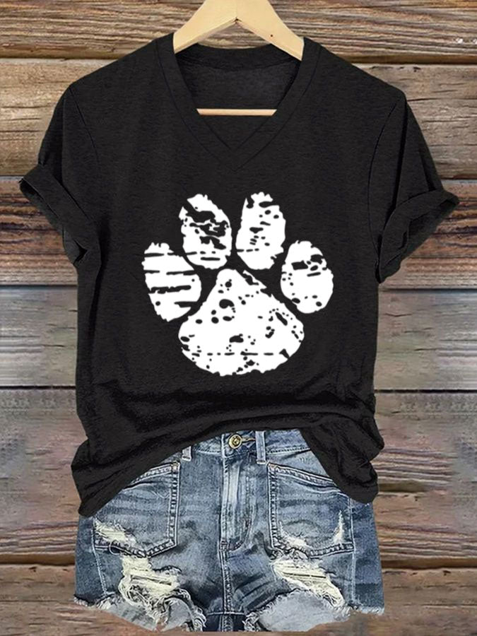 Women'S Dog Paw Print T-shirt