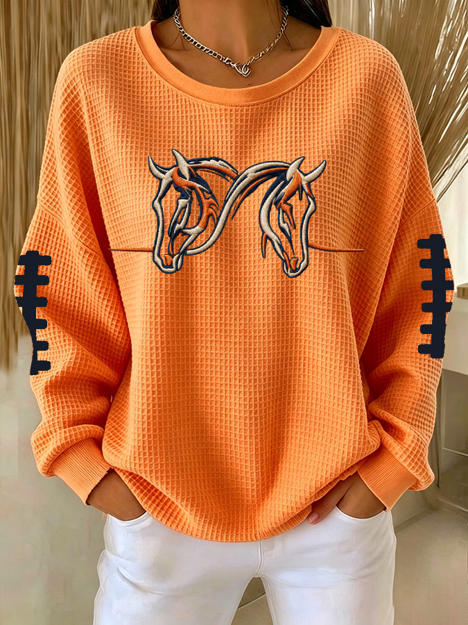 Women'S Football Printed Casual Waffle Sports Shirt