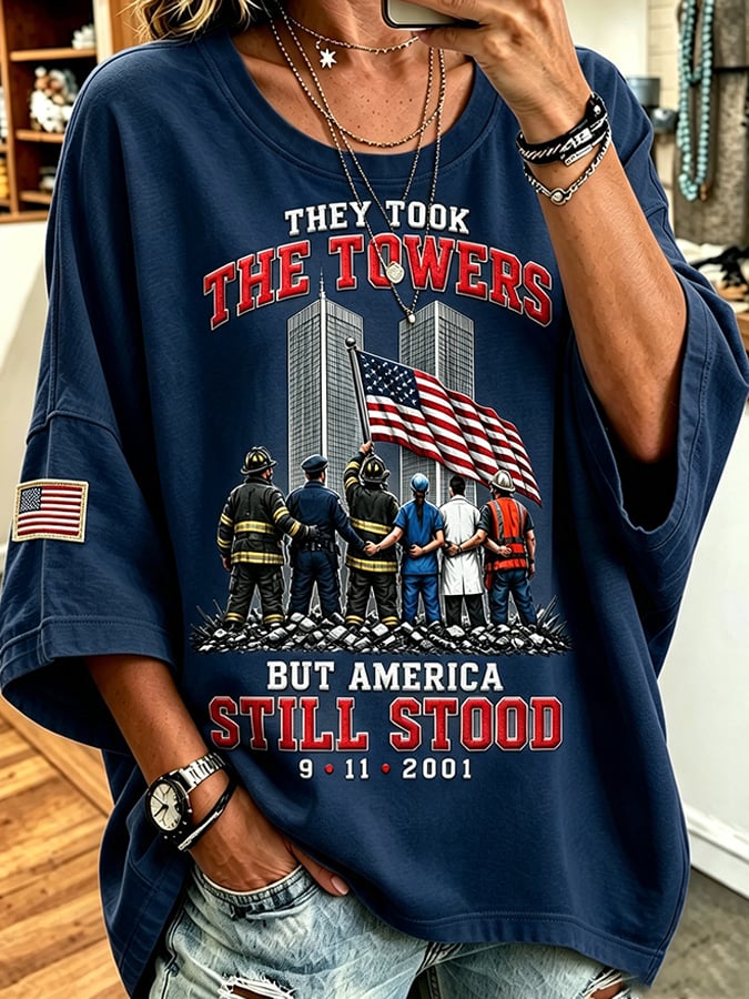 Women's  Retro 9.11 Never Forget Print Top