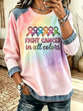 Women's Cancer Awareness Month Print Casual Waffle Top