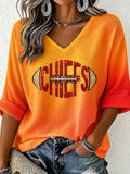 Women's Football Print Waffle Top