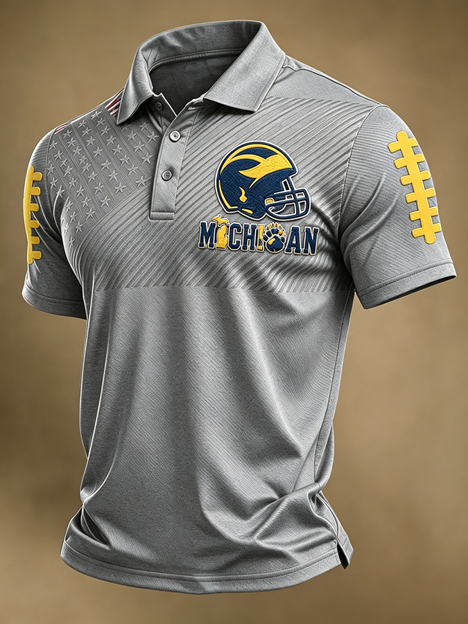 Men's Football Sports Casual Polo Shirt