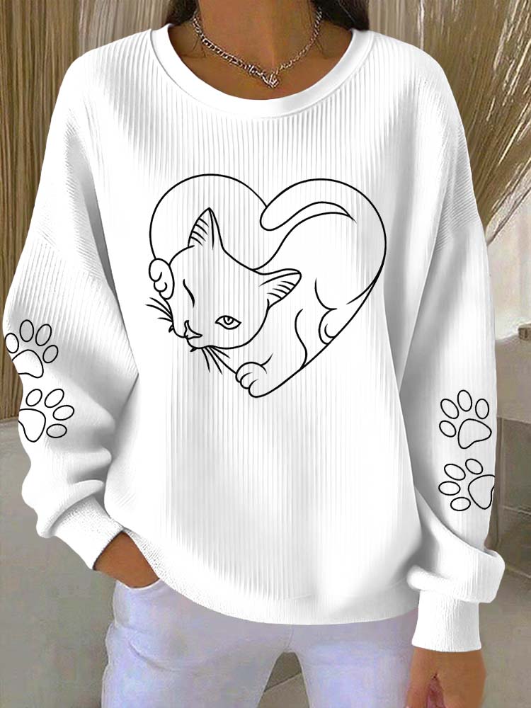Women'S Cute Cat Printed Casual Sportswear