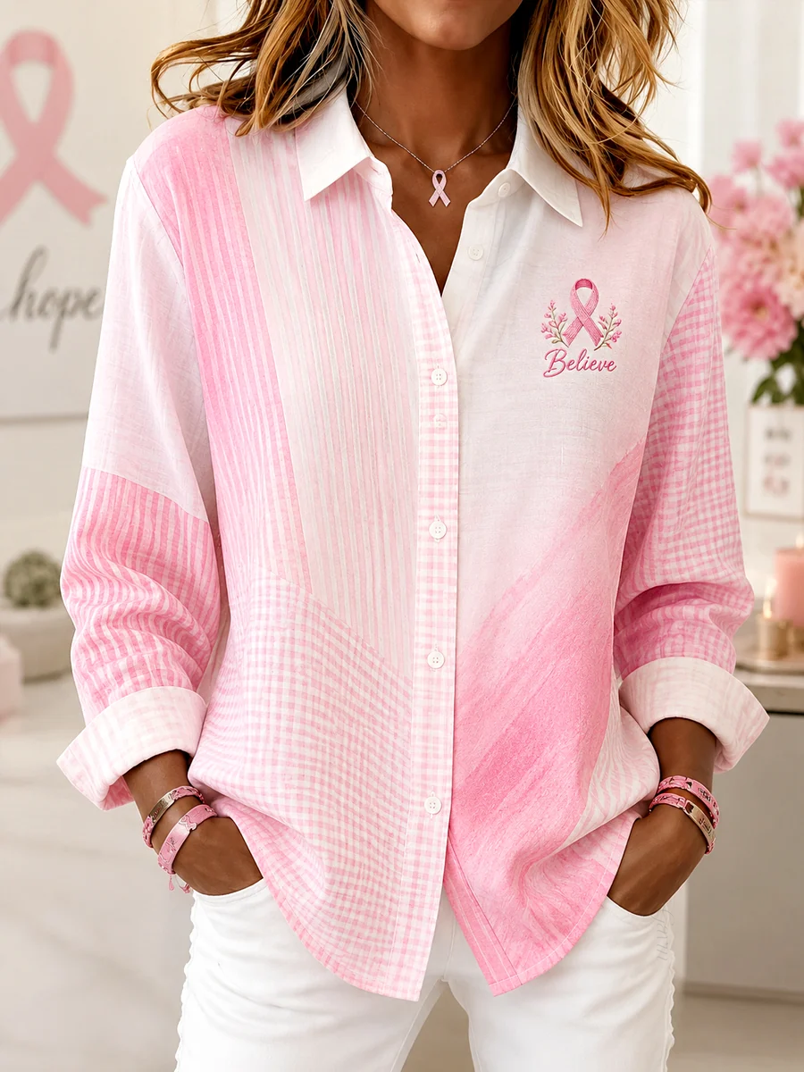 Women'S We Wear Pink For Breast Cancer Awareness Long-Sleeve Shirt