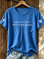 Women's Love Cat Jesus Printed Casual T-shirt