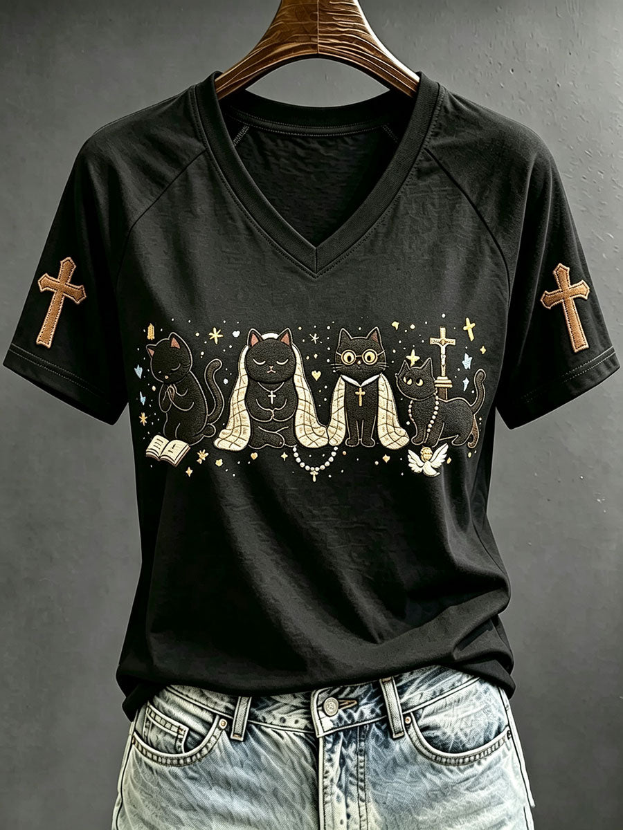 Women's Fun Christian-Themed Cat T-Shirt