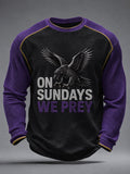 Men's Football Fan Print Waffle Long Sleeve T-Shirt