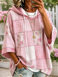 Women'S Breast Pink Patchwork Art Hoodie