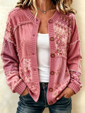 Ladies' Casual Patchwork Knitted Cardigan Top