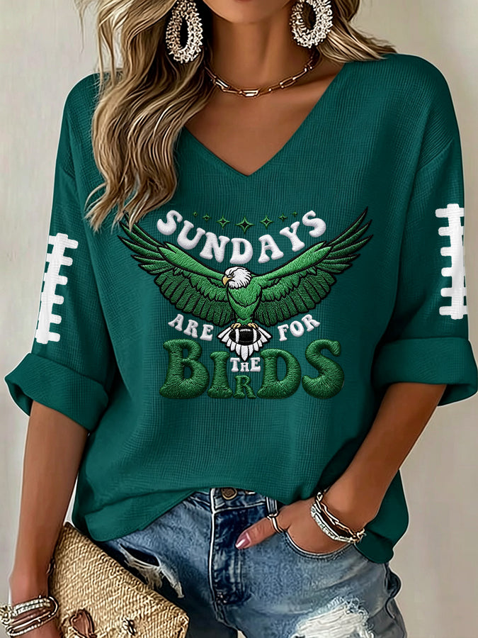Women'S Football  Print Waffle  Top