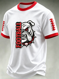 Men's University Team Rugby Embroidered Printed Waffle Round Neck T-shirt