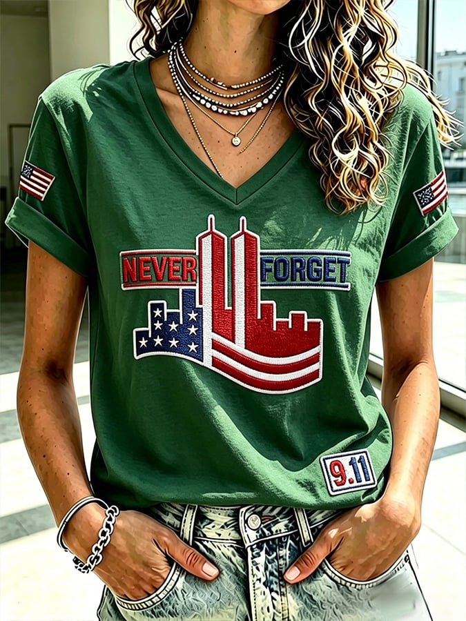 Women's Never Forget September 11 Print T-Shirt