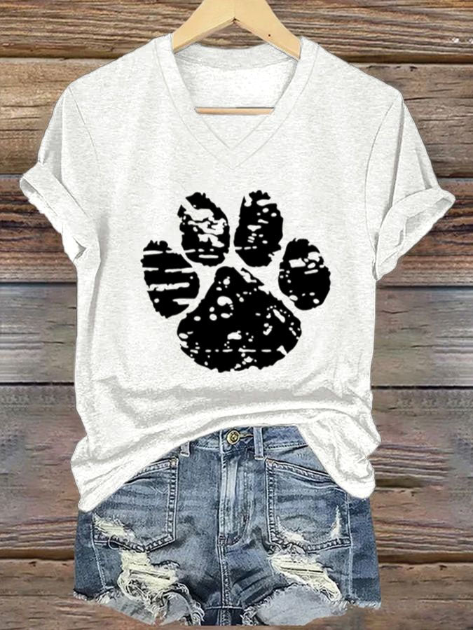 Women'S Dog Paw Print T-shirt