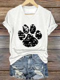 Women'S Dog Paw Print T-shirt