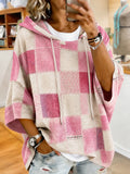 Women's Retro Casual Plaid Loose Short Hoodie