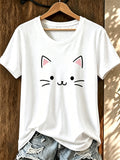 Women'S Cat Printed Casual T-Shirt